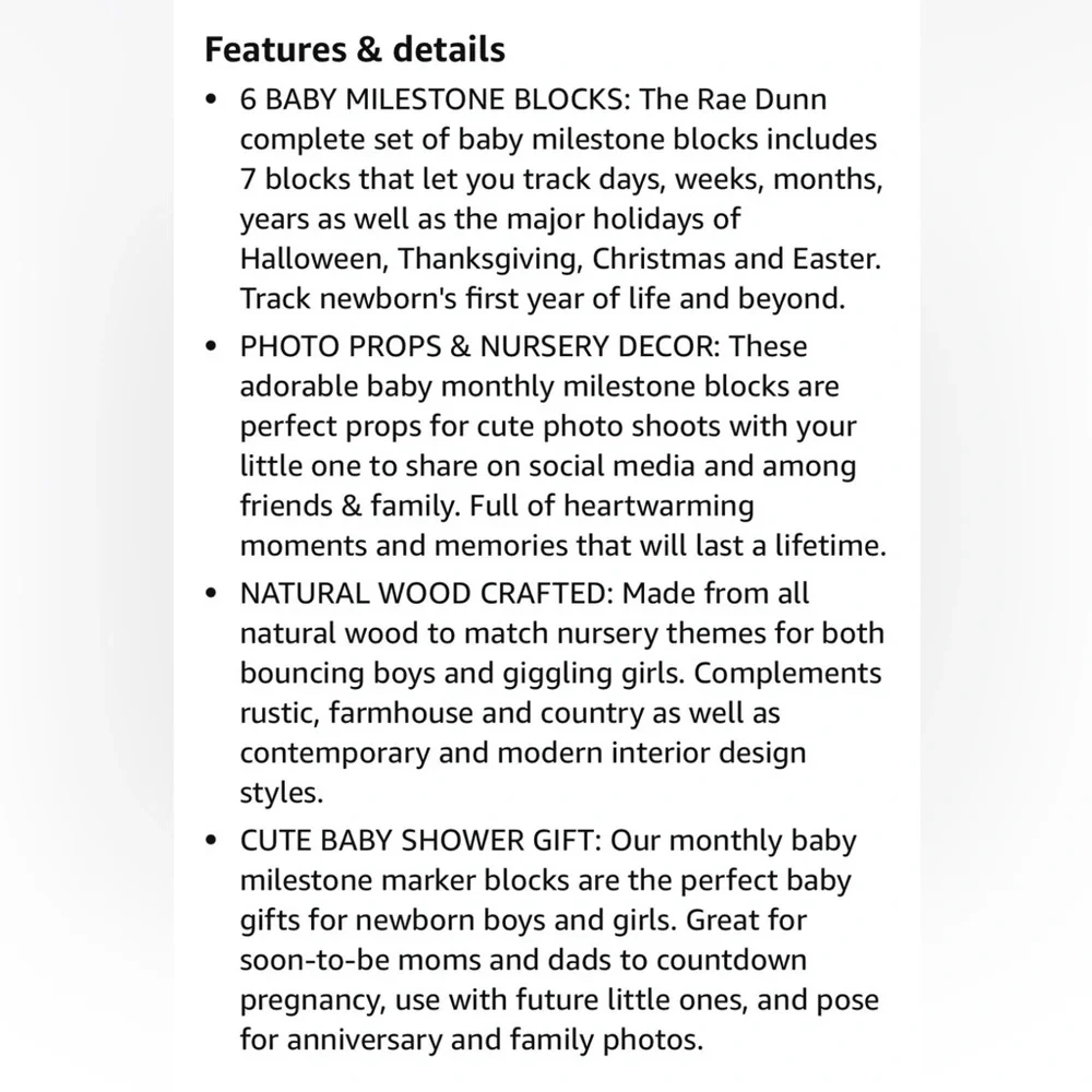 NEW RAE DUNN BABY MILESTONE BLOCKS Track‎ Days, Weeks, Month, Year and Holidays